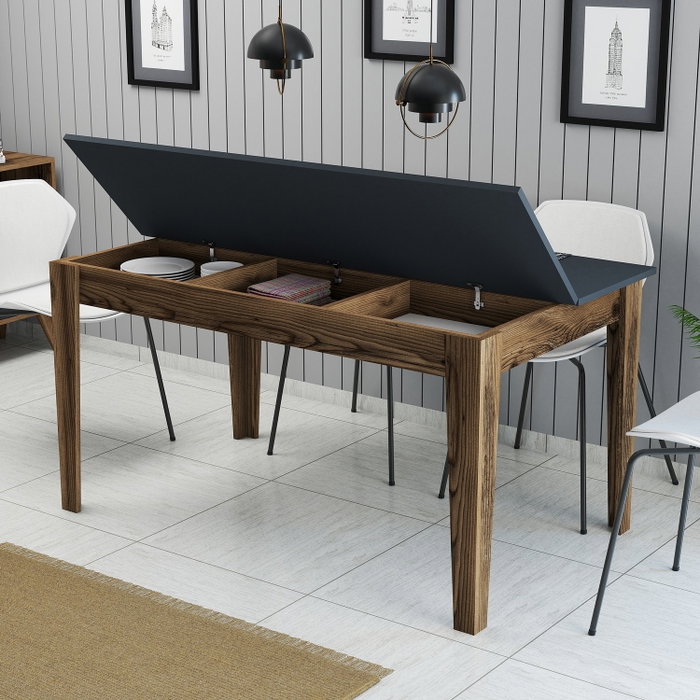 Hanah Home Milan 513 Mesa de Comedor Nogal y Antracita